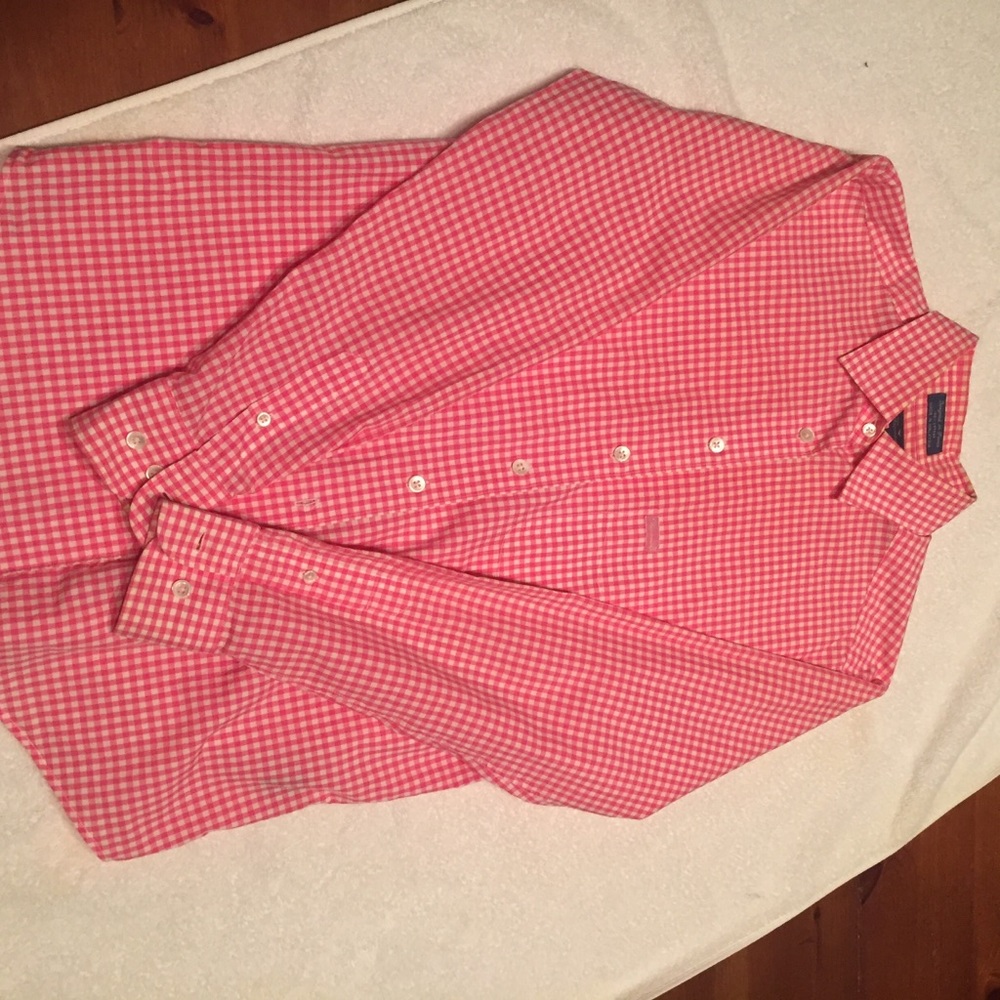 Facconable Pink Gingham Button Down S - image 1